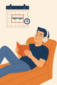 Người trẻ lên lịch cho thời gian nghỉ ngơi trong planner như một phần của quản lý thời gian hiệu quả