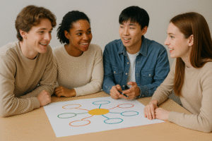 Sinh viên học nhóm và dùng mind map để tăng hiệu quả học tập